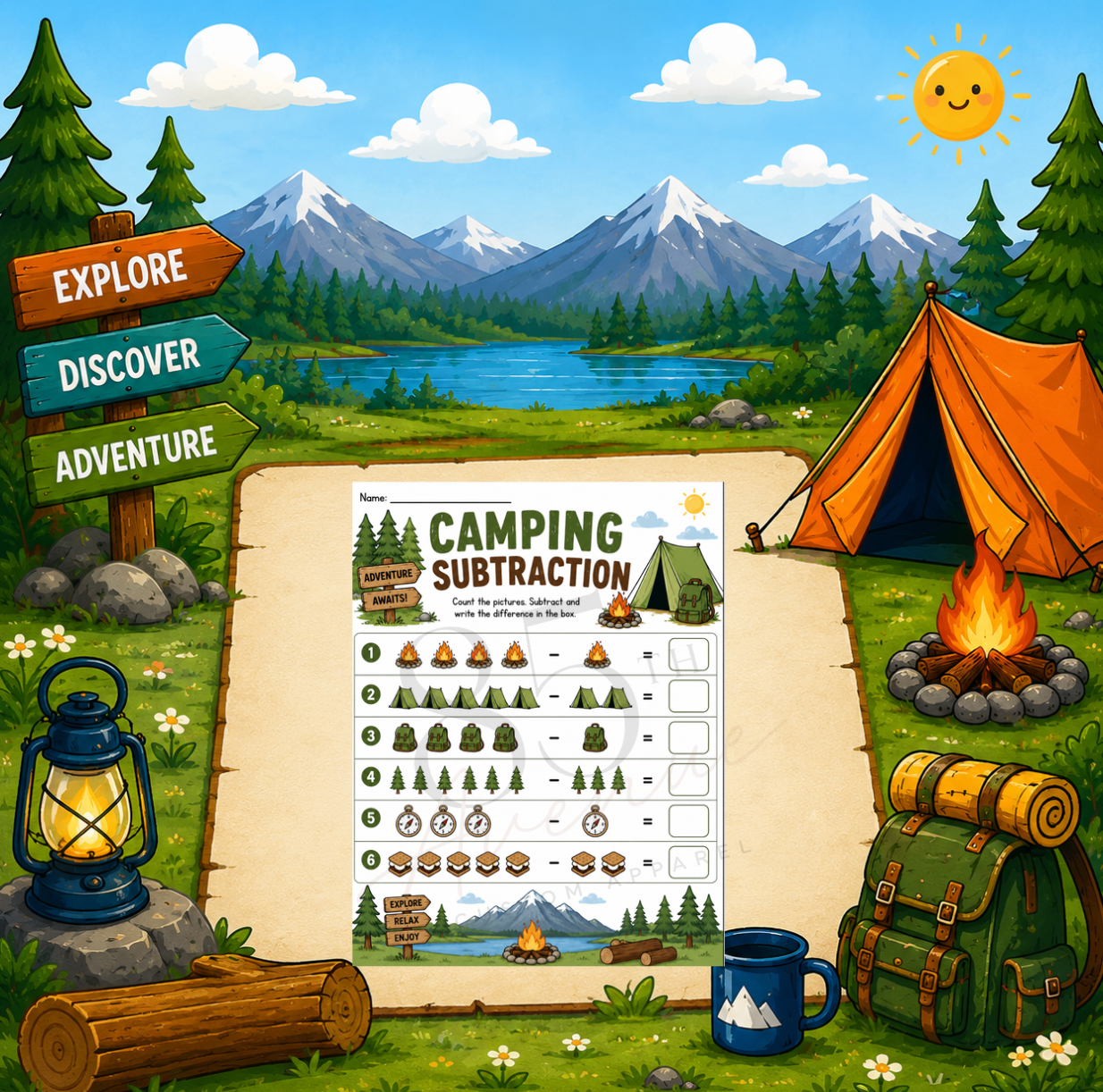 Camping Math Activity Book | Printable Preschool & Kindergarten Learning Pack DIGITAL DOWN LOAD