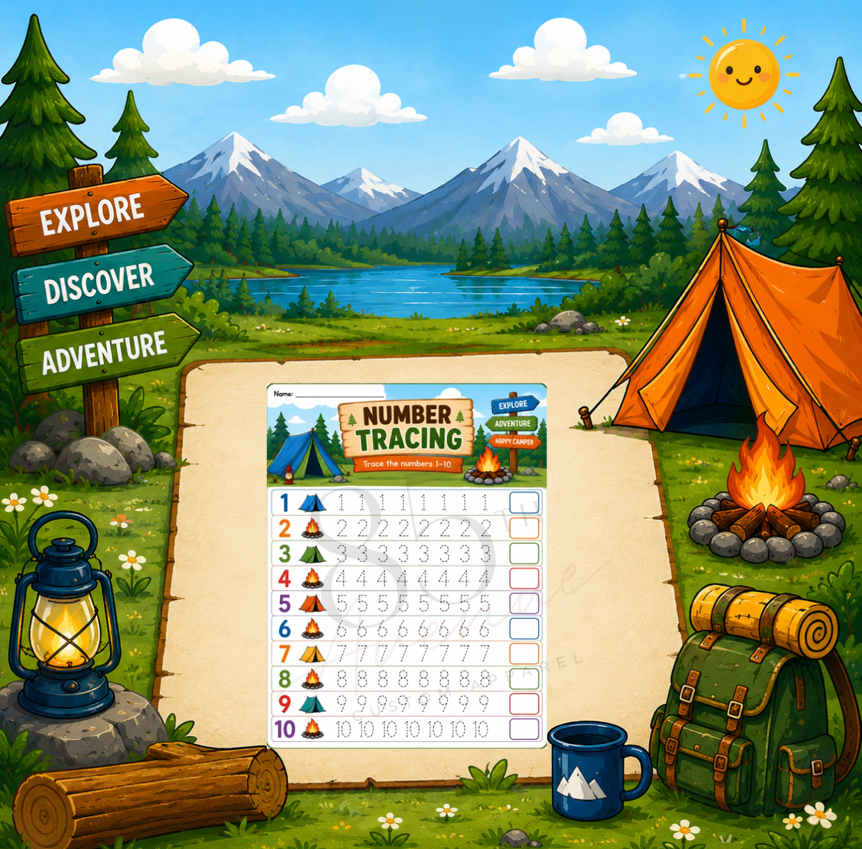 Camping Math Activity Book | Printable Preschool & Kindergarten Learning Pack DIGITAL DOWN LOAD
