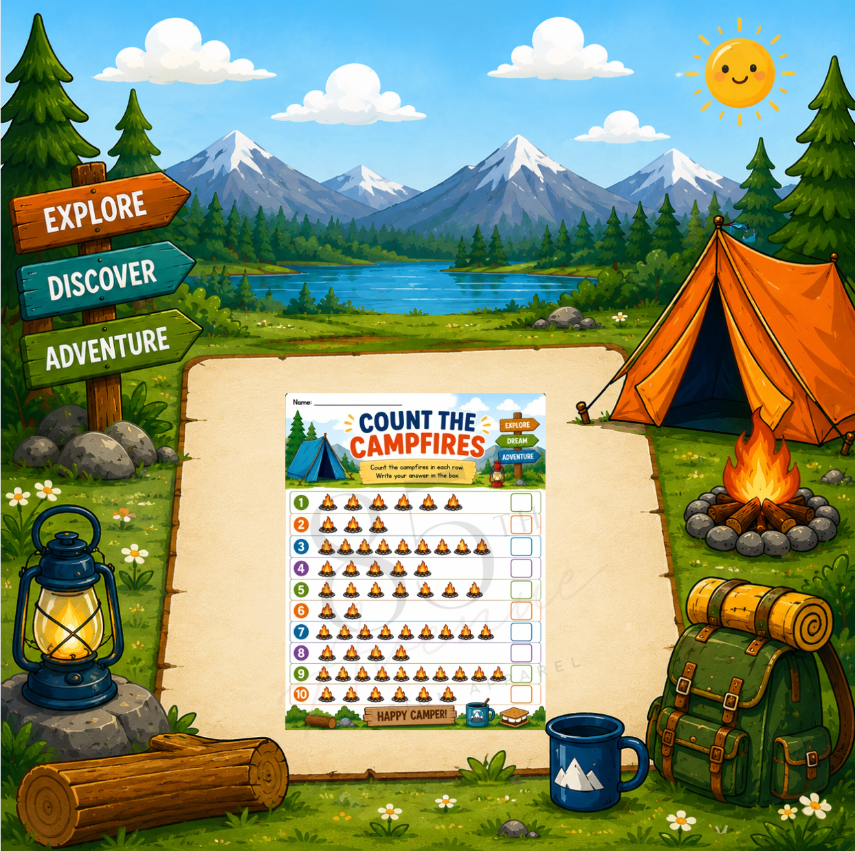 Camping Math Activity Book | Printable Preschool & Kindergarten Learning Pack DIGITAL DOWN LOAD