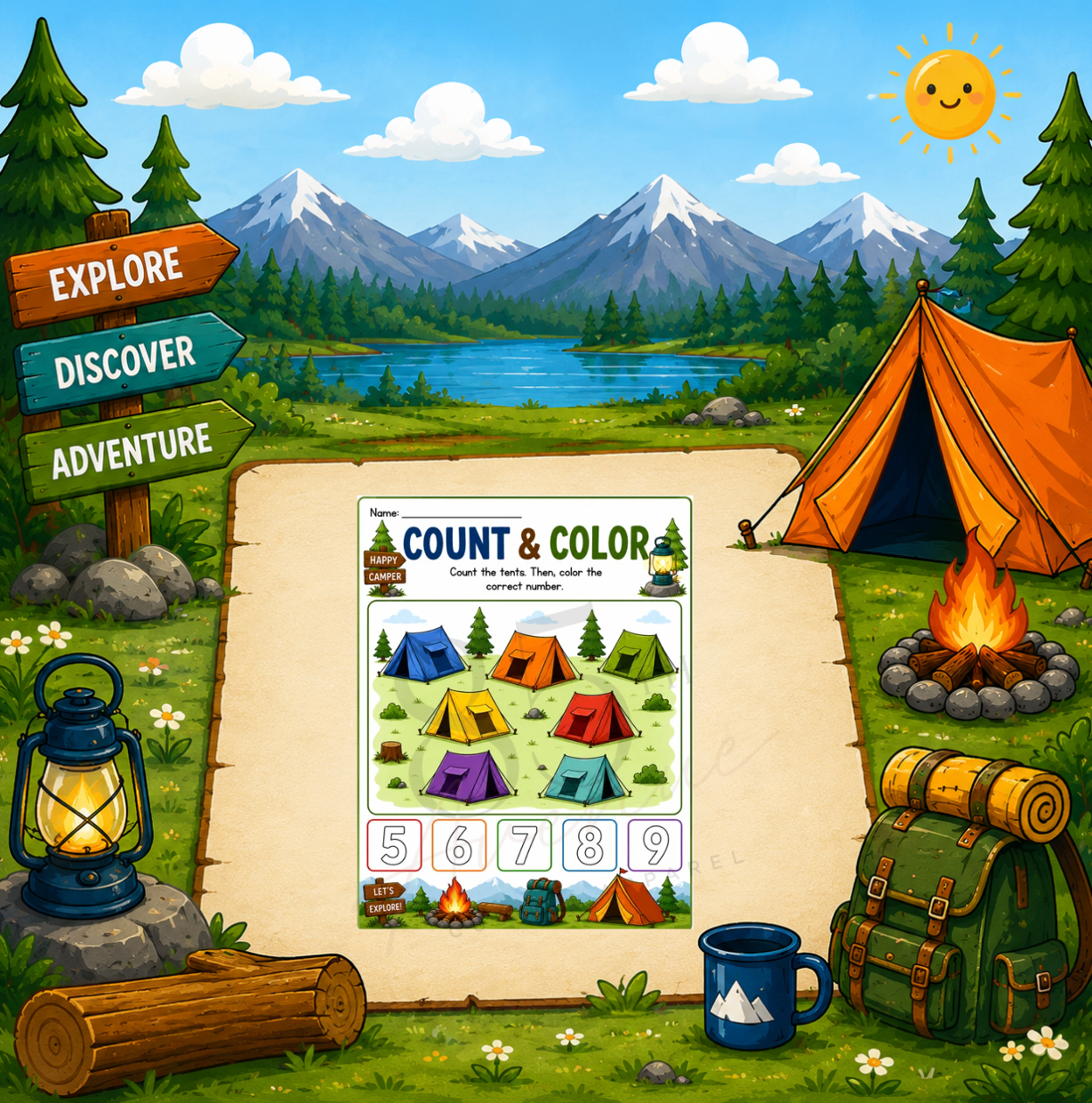 Camping Math Activity Book | Printable Preschool & Kindergarten Learning Pack DIGITAL DOWN LOAD