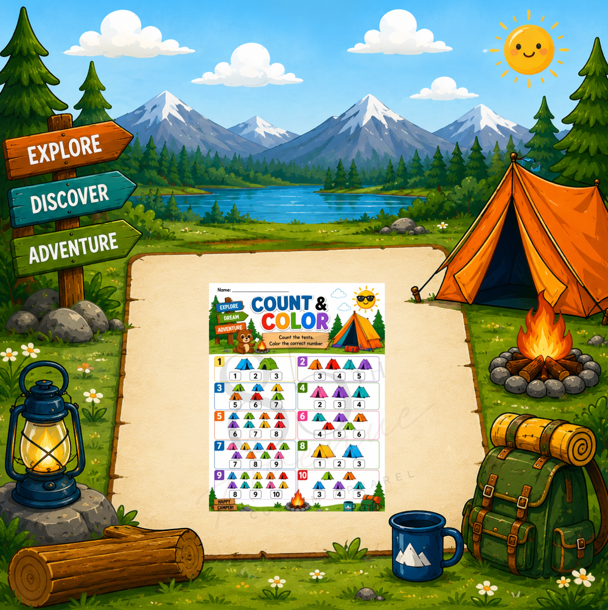 Camping Math Activity Book | Printable Preschool & Kindergarten Learning Pack DIGITAL DOWN LOAD