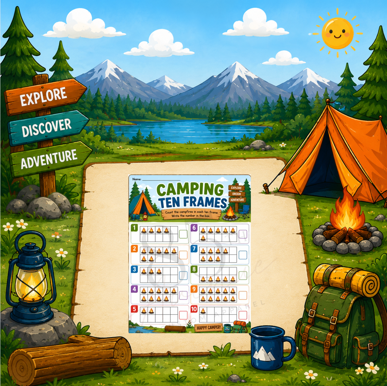 Camping Math Activity Book | Printable Preschool & Kindergarten Learning Pack DIGITAL DOWN LOAD