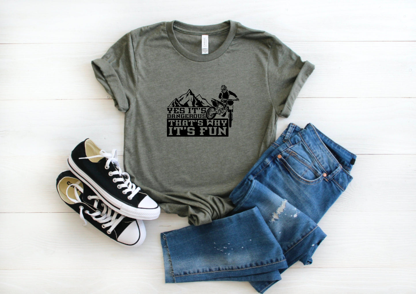 Yes It's Dangerous That's Why It's Fun Dirt Bike Graphic Tee