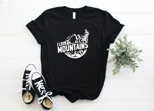 I Love Mountains Dirt Bike Graphic Tee