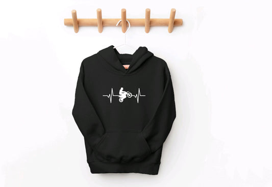 Dirt Bike Heart Beat Youth Hoodie