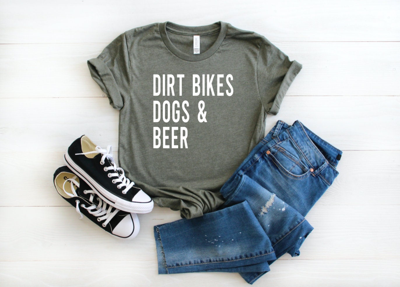 Dirt Bikes Dogs & Beer Graphic Tee
