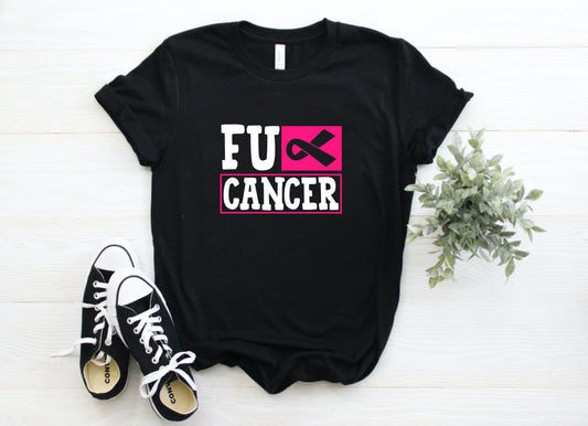 FU Cancer Unisex Graphic Tee, Breast Cancer Awareness, Breast Cancer Pink Ribbon Shirt For Women, Cancer Awareness Gift