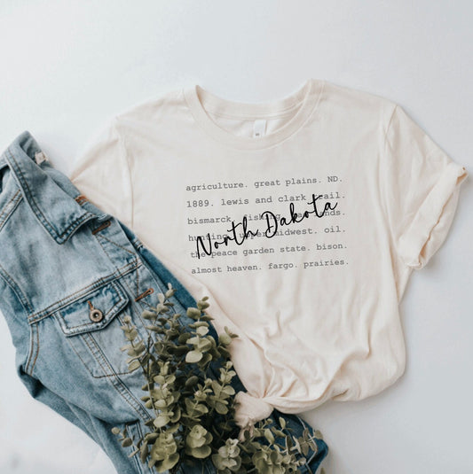 North Dakota State Words Graphic Tee