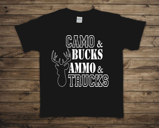 Camo Bucks Ammo & Trucks Toddler/Youth Graphic Tee