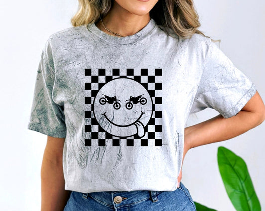 Dirt Bike Checkered Unisex Graphic Tee